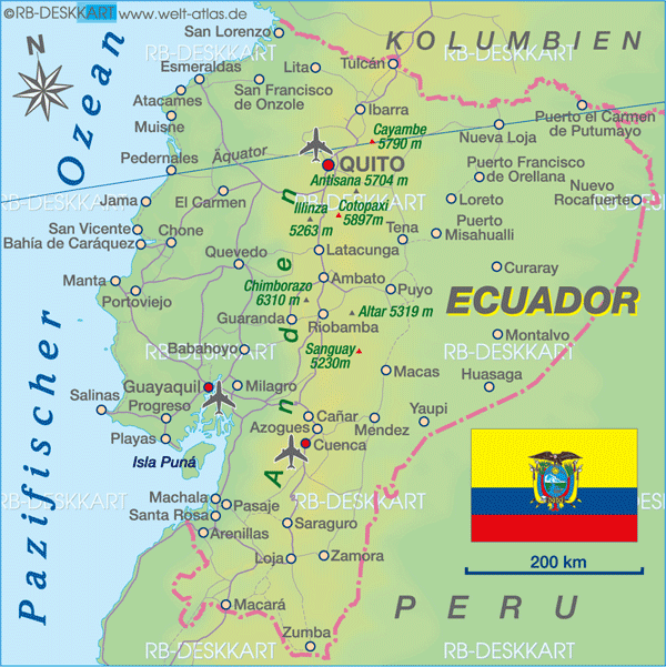 cities map of ecuador